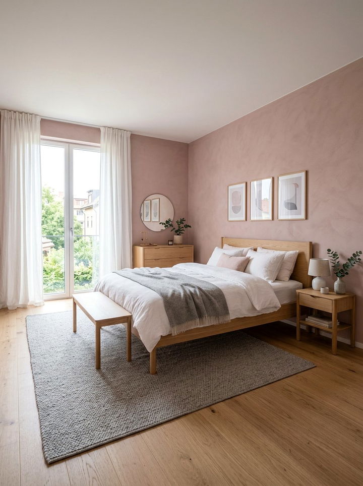 Scandinavian Pink Bedroom - 30 bedroom dusty pink walls
