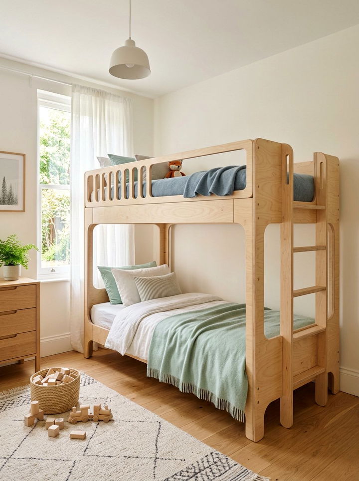 Scandinavian Plywood Bunk Bed - 30 bedroom bunk bed ideas