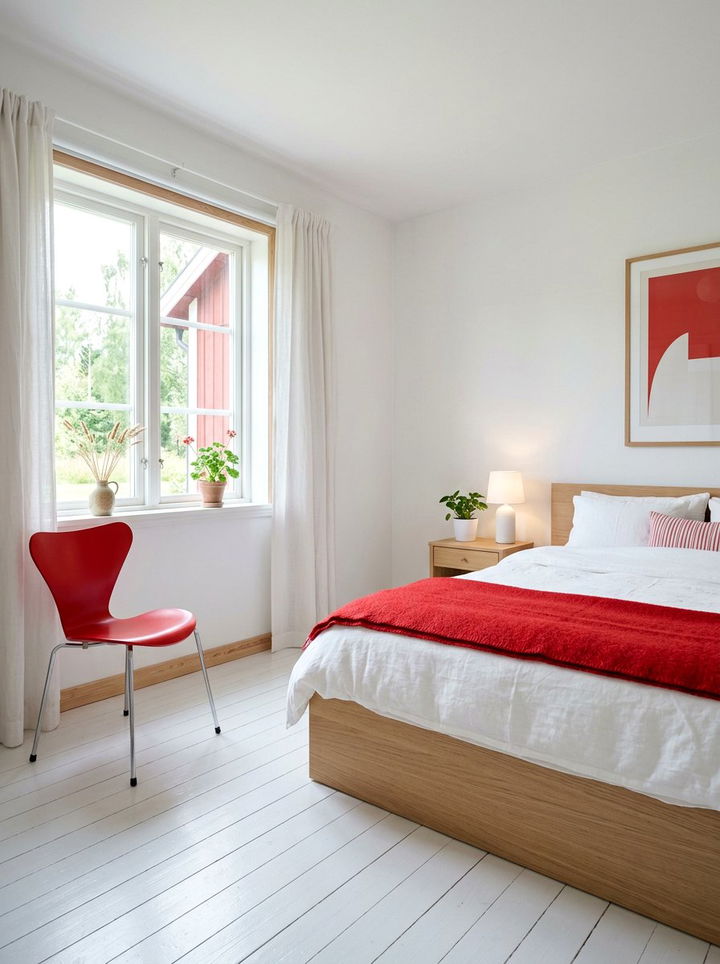 Scandinavian Red White Style - 30 red and white bedroom color combo