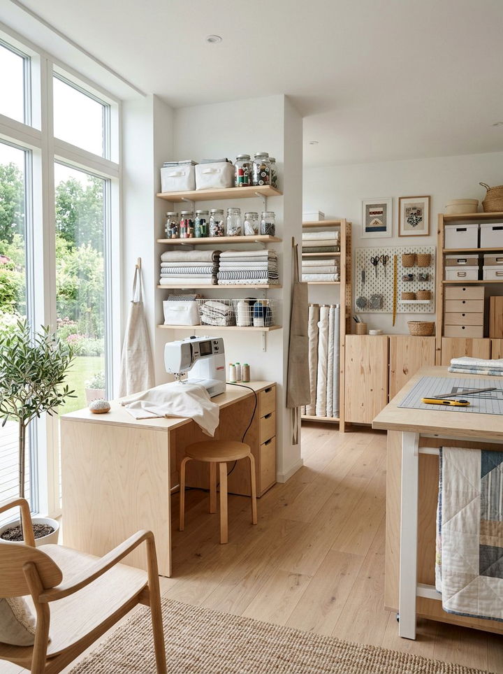 Scandinavian Sewing Space - 30 bedroom sewing nook ideas