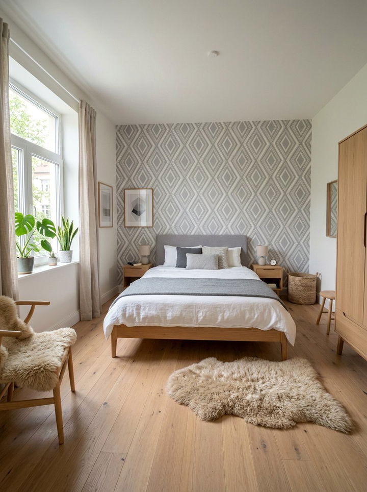 Scandinavian Style Geometric Wallpaper - 30 bedroom geometric wallpapers