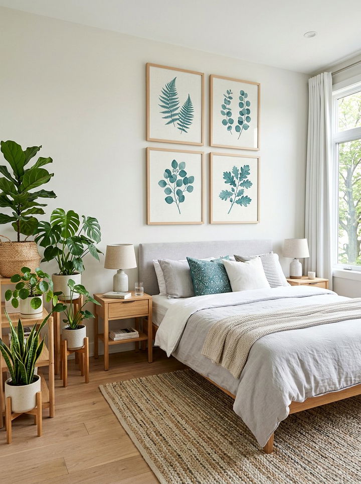 Scandinavian Teal Botanical Prints - 30 scandinavian teal bedroom ideas