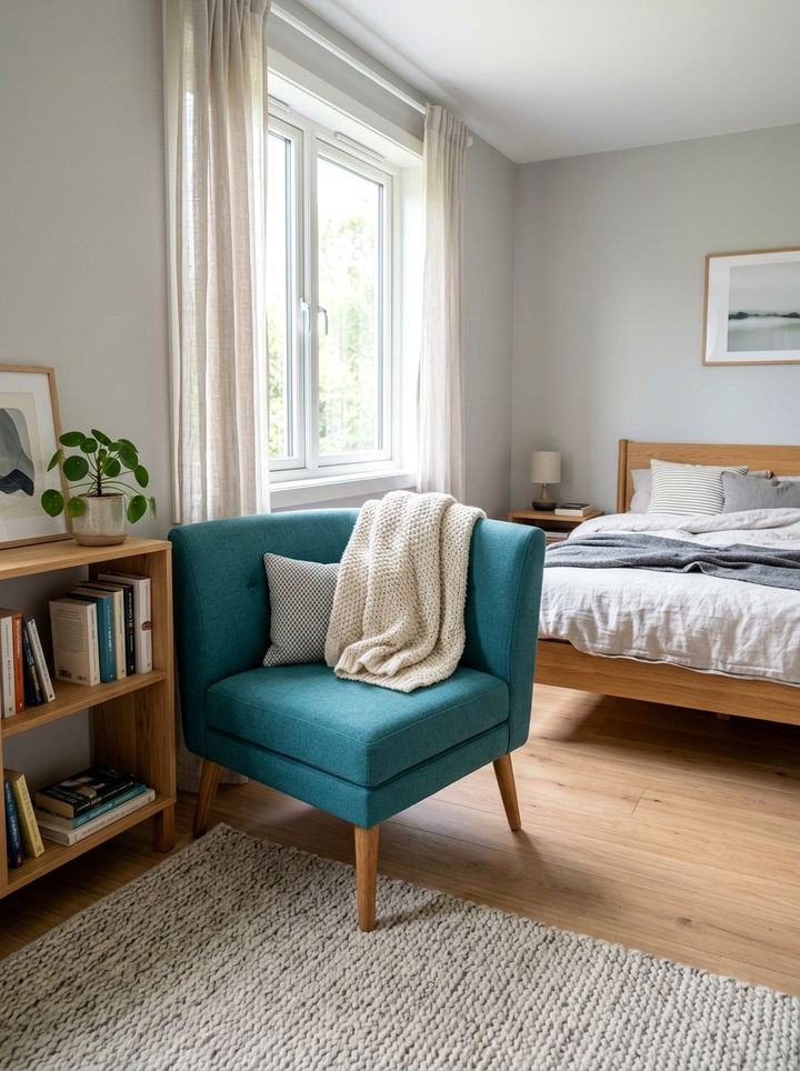 Scandinavian Teal Corner Chair - 30 scandinavian teal bedroom ideas