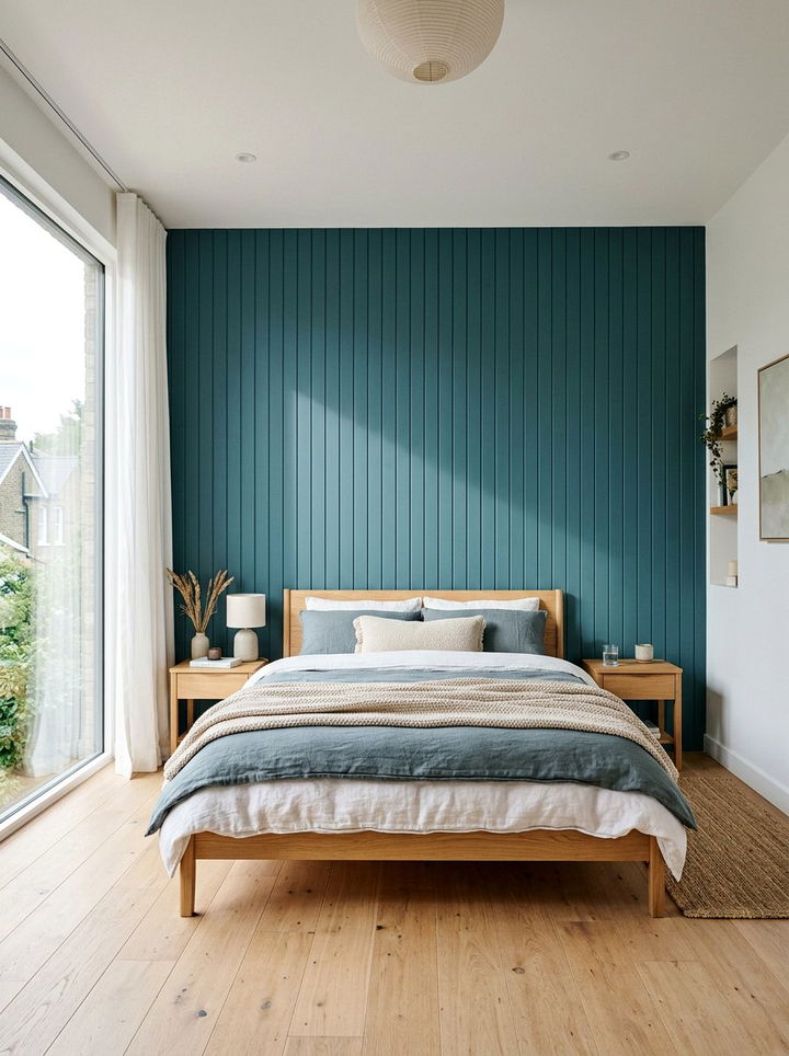 Scandinavian Teal Wood Paneling - 30 scandinavian teal bedroom ideas