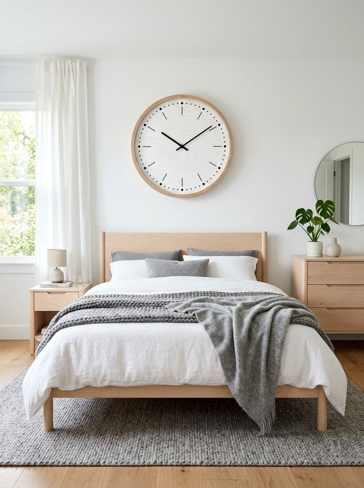 Scandinavian White Plywood Wall Clock - 30 bedroom wall clocks