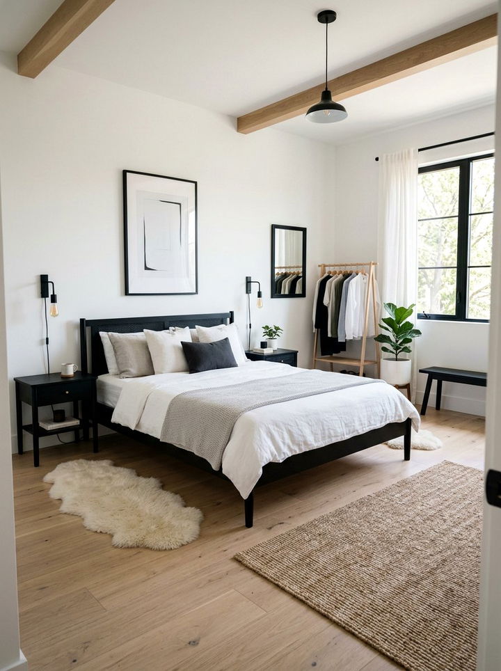 Scandinavian bedroom black furniture accents - 30 bedroom black furniture ideas