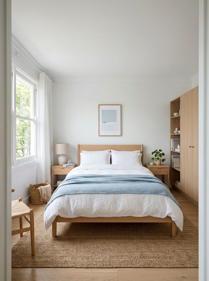 Scandinavian bedroom with light wood - 30 L-shaped bedroom ideas