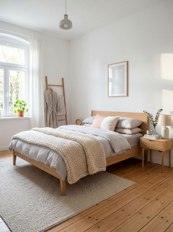 Scandinavian bedroom with light wood - 30 apartment bedroom ideas