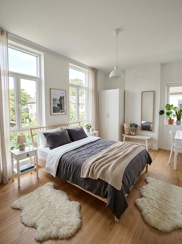 Scandinavian charcoal and white bedroom - 30 charcoal and white bedroom ideas