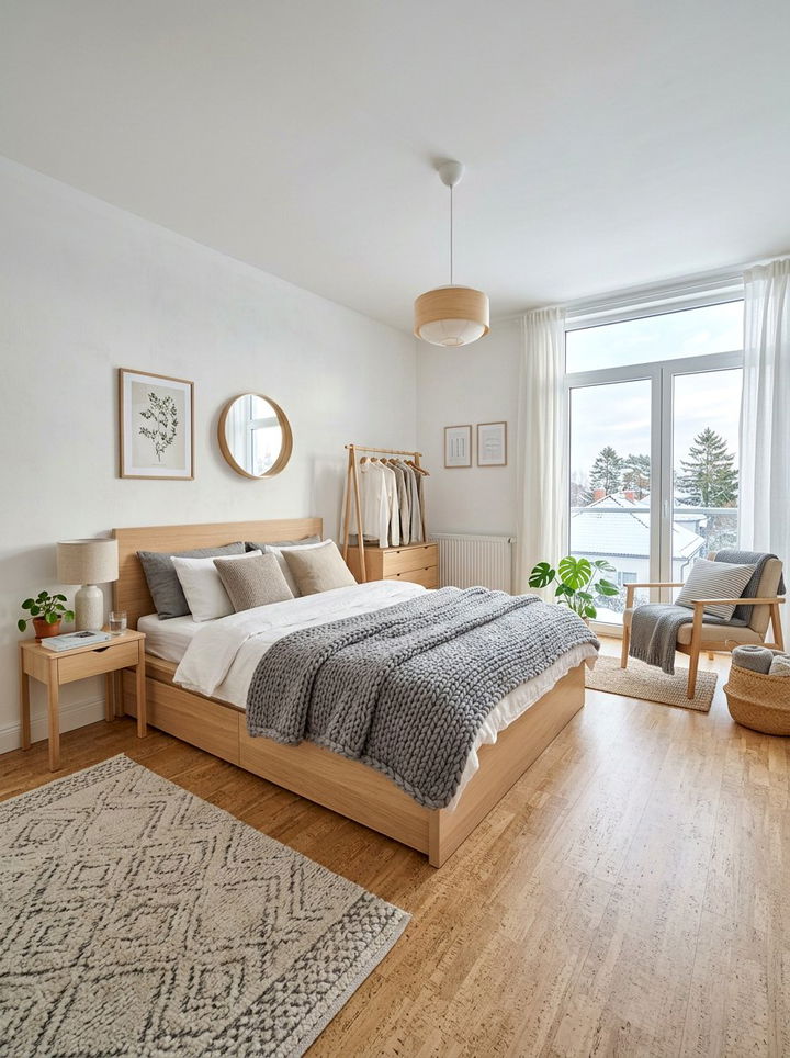 Scandinavian cork floor - 30 bedroom cork flooring ideas