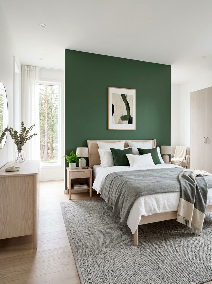 Scandinavian forest green bedroom style - 30 forest green accent wall bedroom