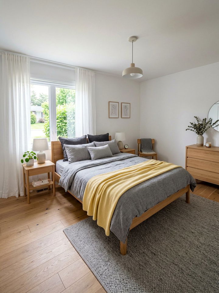 Scandinavian gray soft yellow bedroom - 30 gray yellow bedroom ideas
