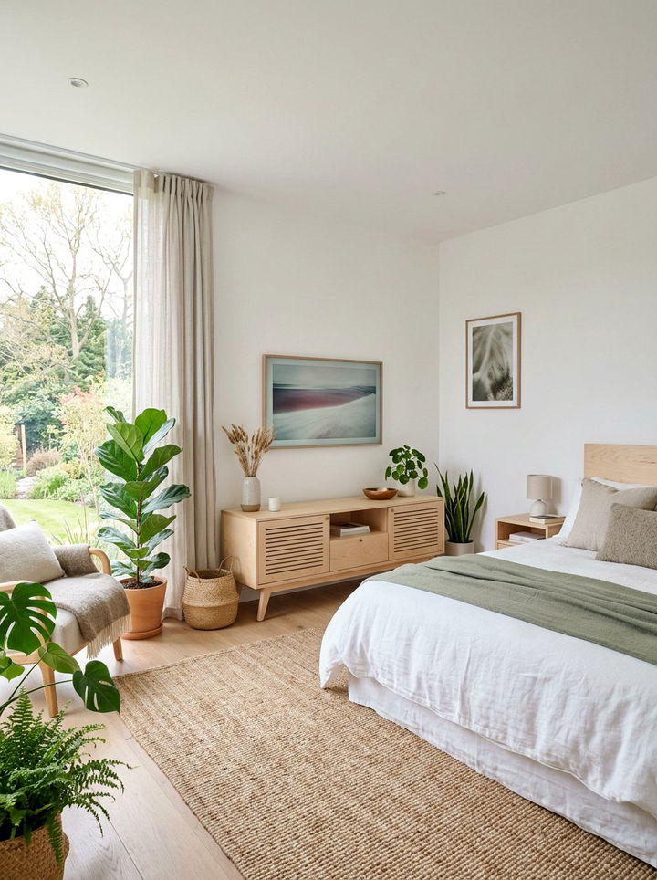 Scandinavian light wood tv unit - 30 bedroom tv ideas