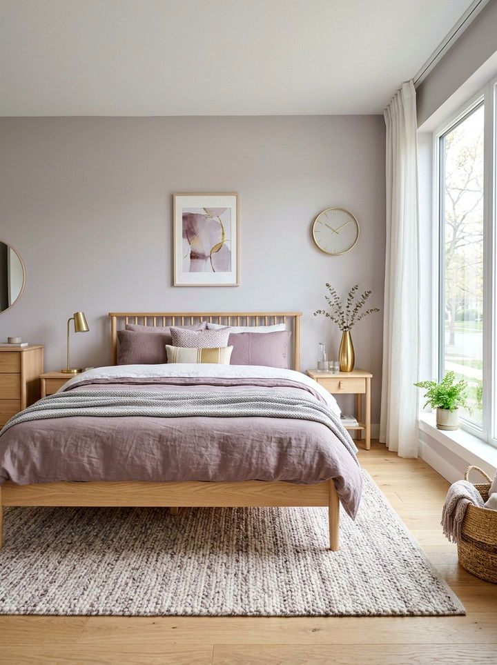 Scandinavian mauve bedroom gold touches - 30 mauve and gold bedroom ideas