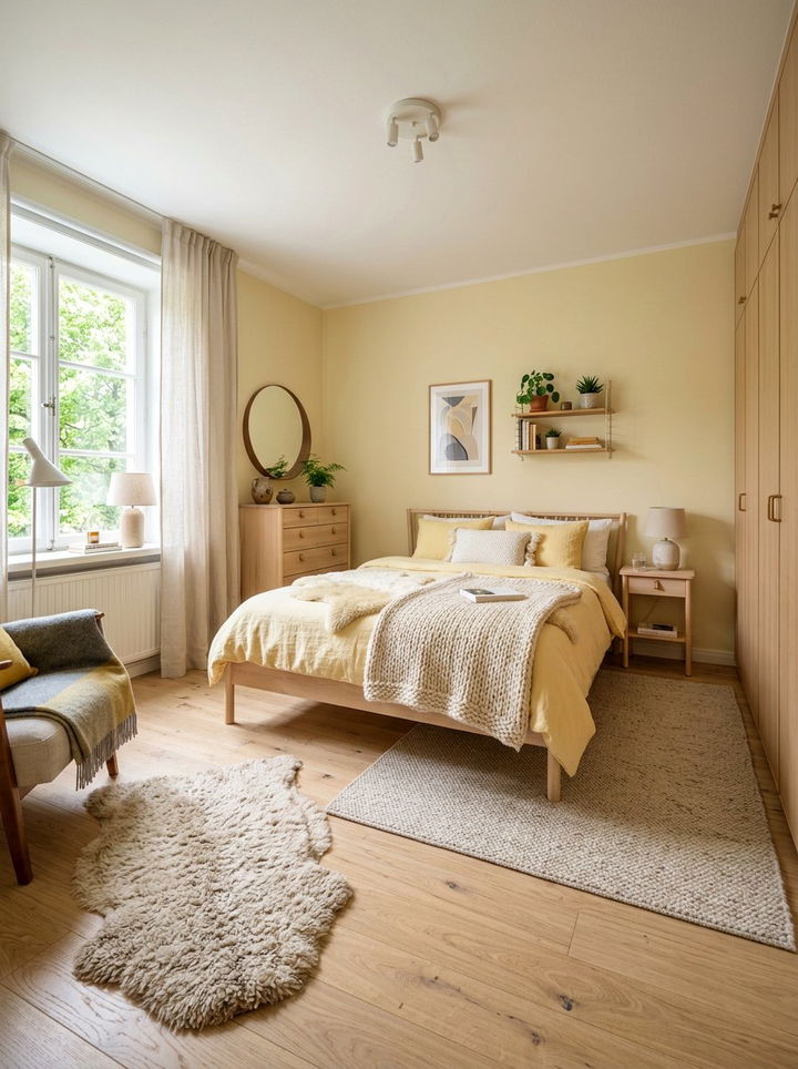 Scandinavian pastel yellow bedroom - 30 pastel yellow bedroom ideas