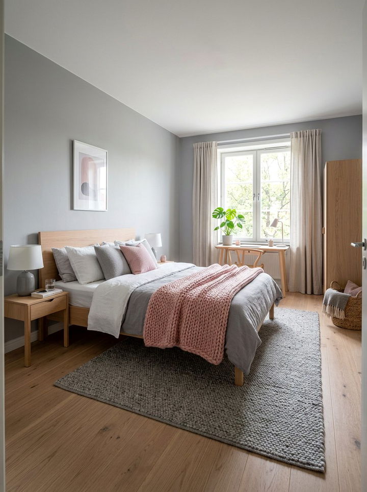 Scandinavian pink and gray bedroom - 30 pink and gray bedroom ideas
