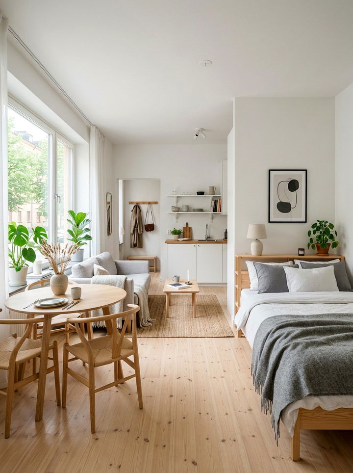 Scandinavian studio design - 30 open plan bedroom ideas