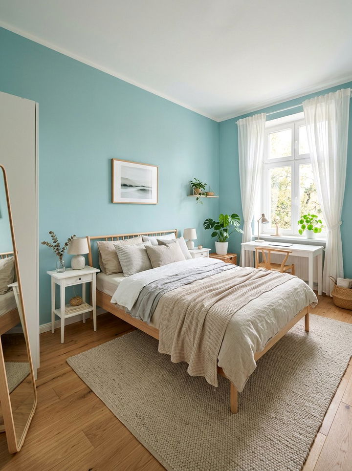 Scandinavian teal bedroom - 30 minimalist teal bedroom ideas