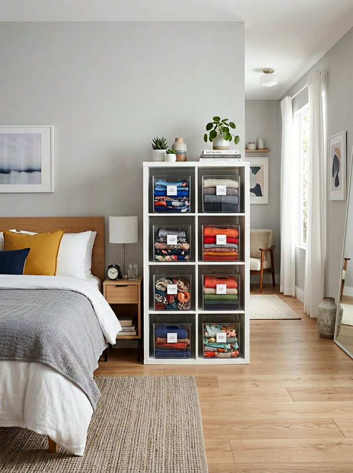 Scarf Acrylic Bin - 30 bedroom scarf storage ideas