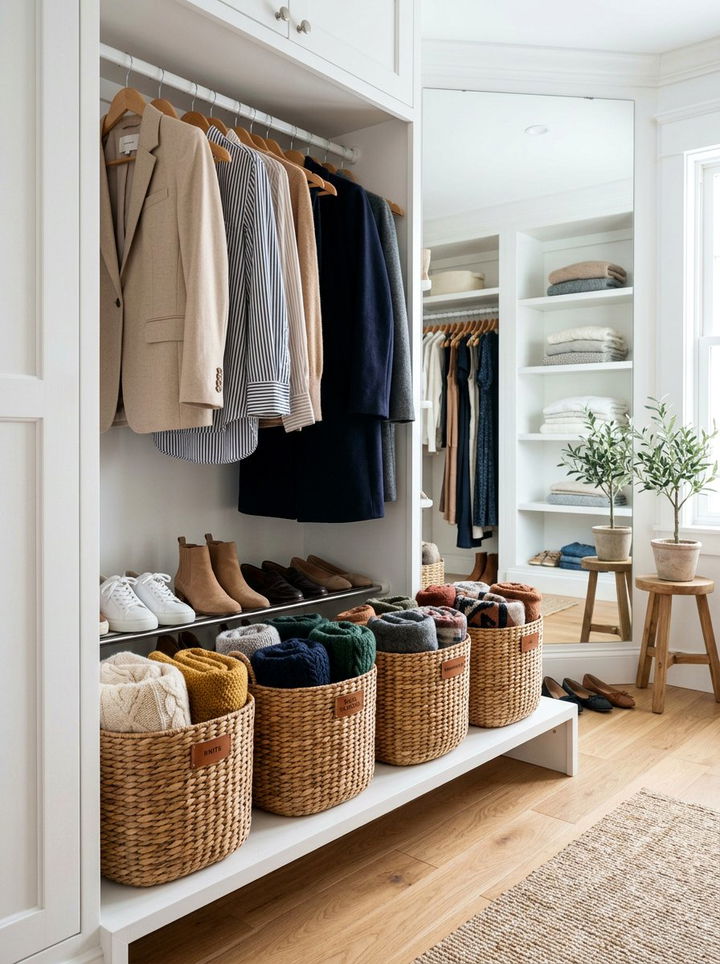 Scarf Basket - 30 bedroom scarf storage ideas