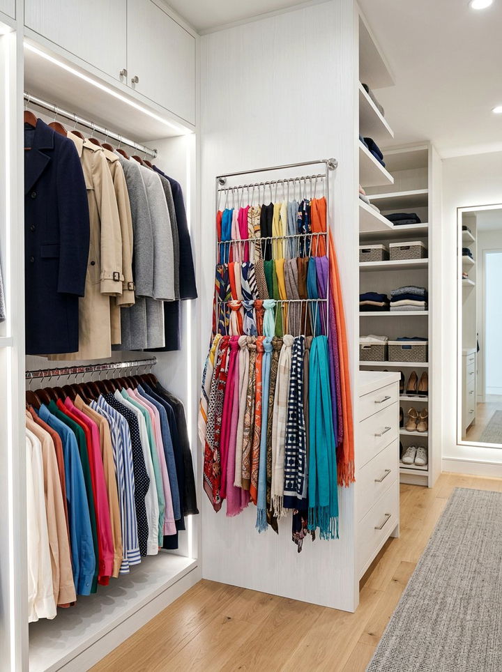 Scarf Hanger - 30 bedroom scarf storage ideas