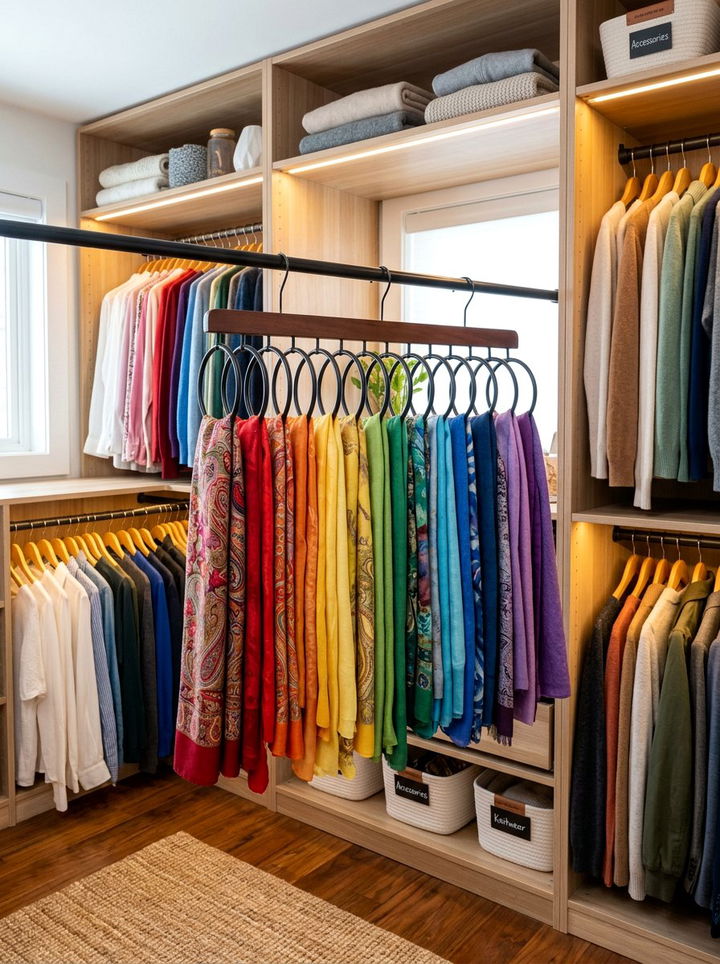 Scarf Hanger - 30 bedroom organization hacks