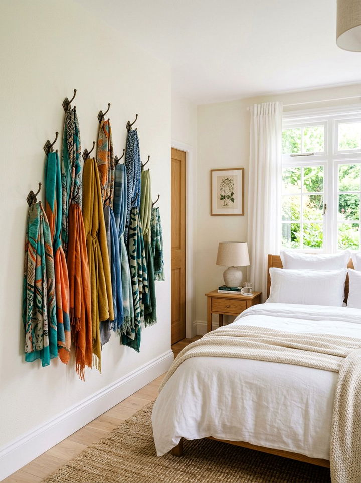 Scarf Hook - 30 bedroom scarf storage ideas