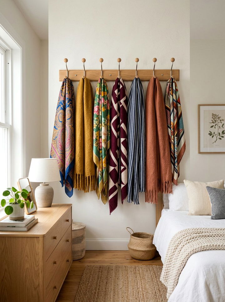 Scarf Wall Hanger - 30 command strip bedroom ideas