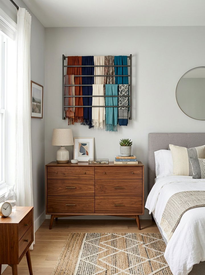 Scarf Wall Rack - 30 bedroom scarf storage ideas
