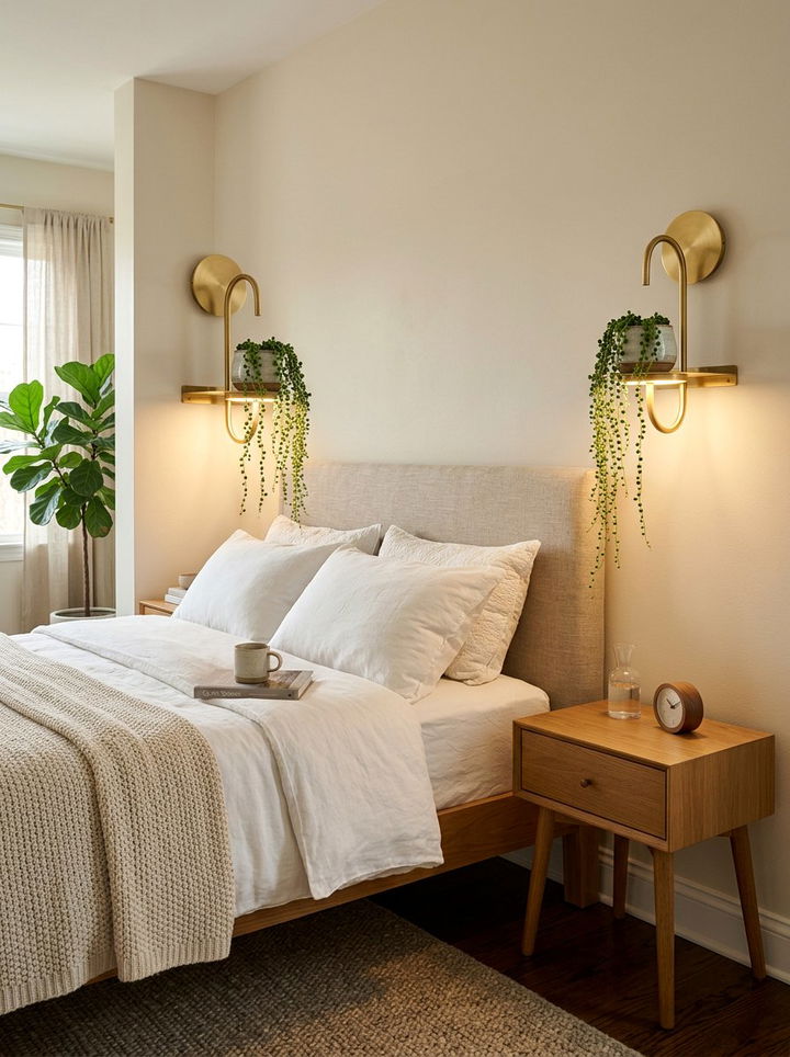 Sconces With Small Plant Ledges - 30 bedroom plant shelves