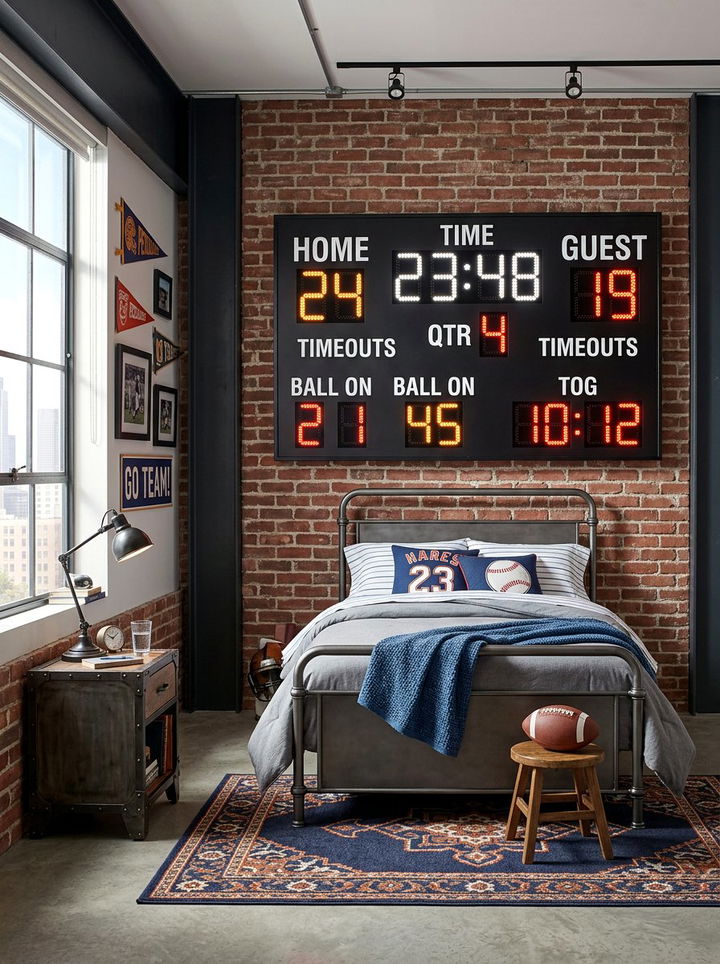 Scoreboard Wall Decor - 30 football bedroom ideas