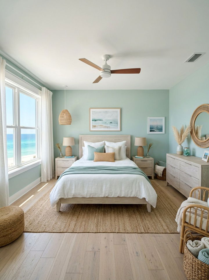 Seafoam Green Coastal Bedroom - 30 green bedroom ideas