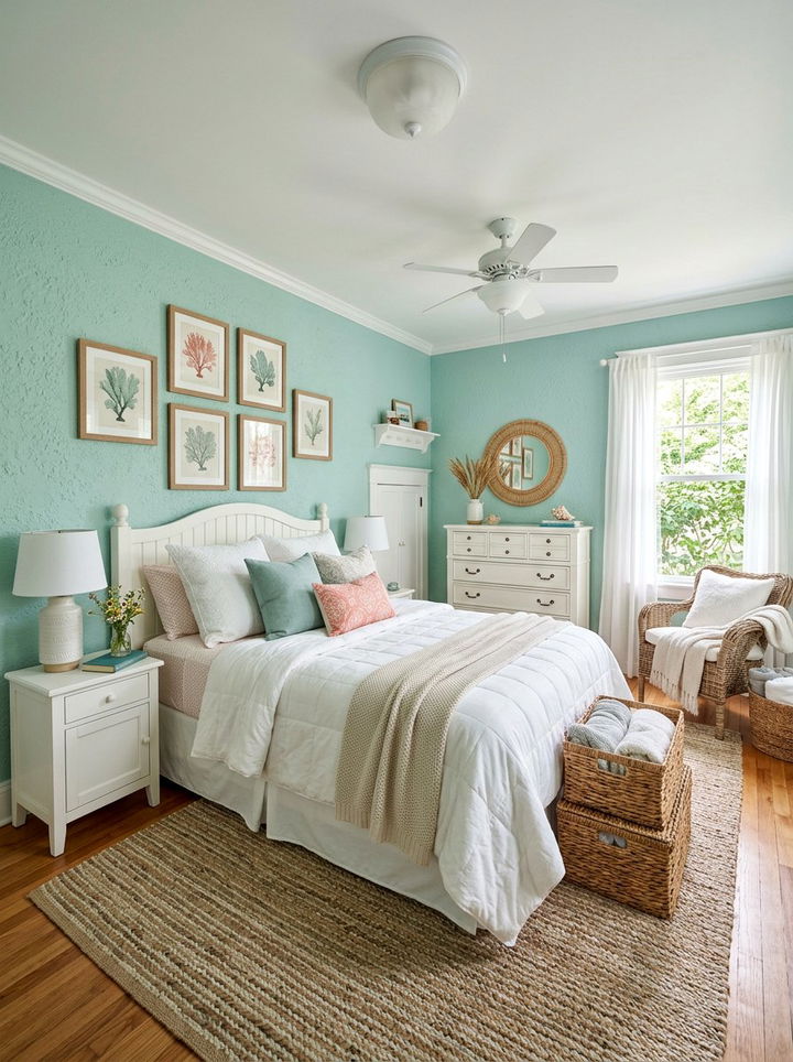 Seafoam Green Guest Room - 30 ocean inspired bedroom color ideas