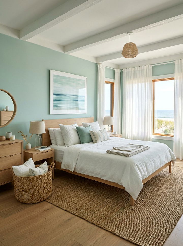 Seafoam green coastal bedroom - 30 coastal bedroom color ideas