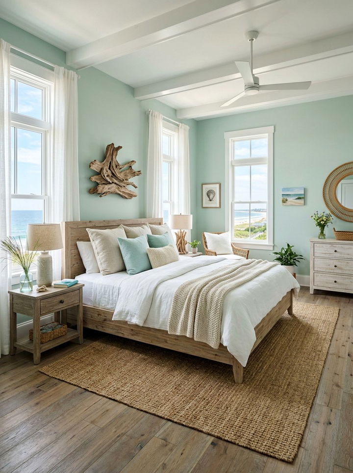 Seafoam green coastal bedroom - 30 green and white bedroom ideas