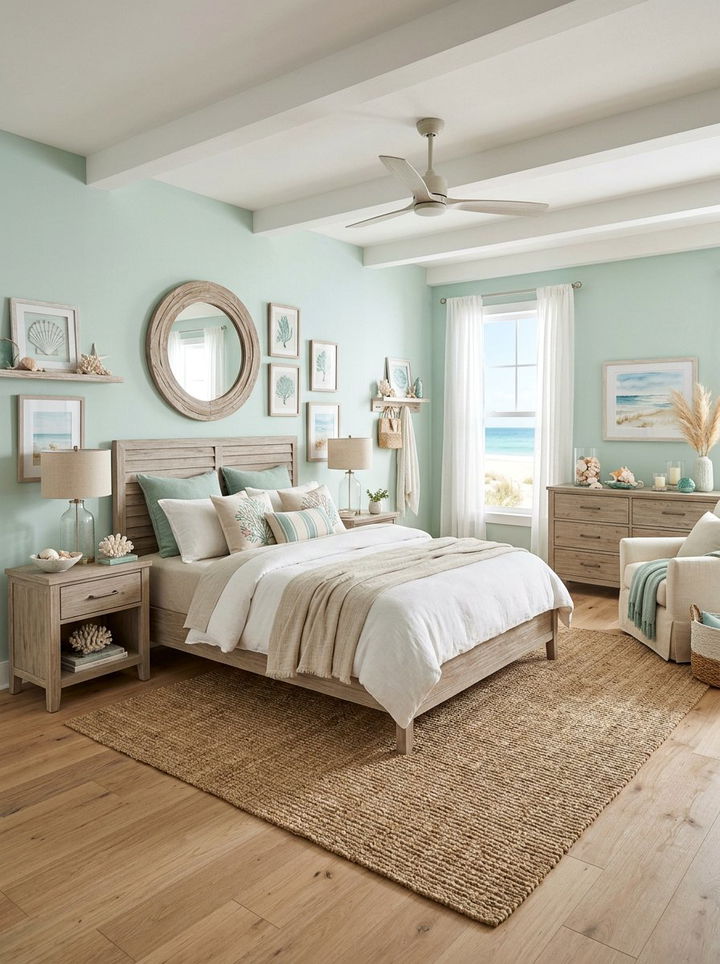 Seafoam green coastal bedroom - 30 pale color bedroom ideas