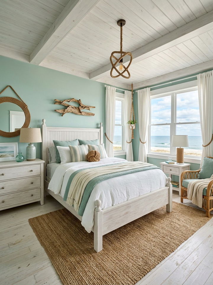 Seafoam green coastal rustic bedroom - 30 rustic green bedroom ideas