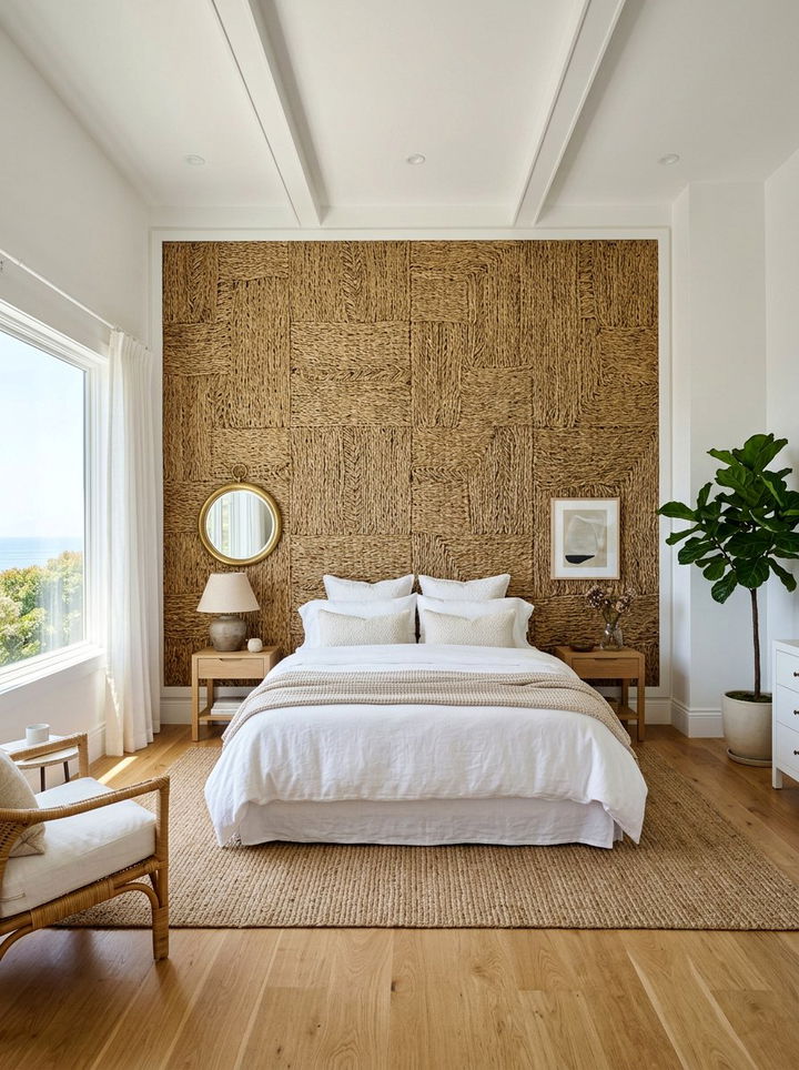 Seagrass Accent Wall - 30 seagrass bedroom ideas