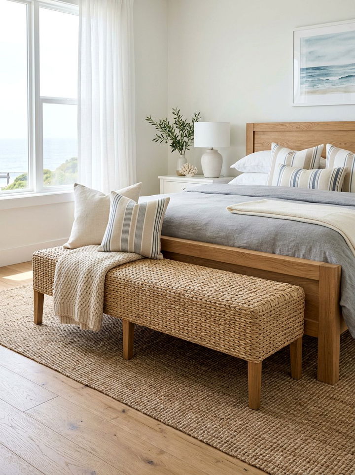 Seagrass Bed Bench - 30 seagrass bedroom ideas