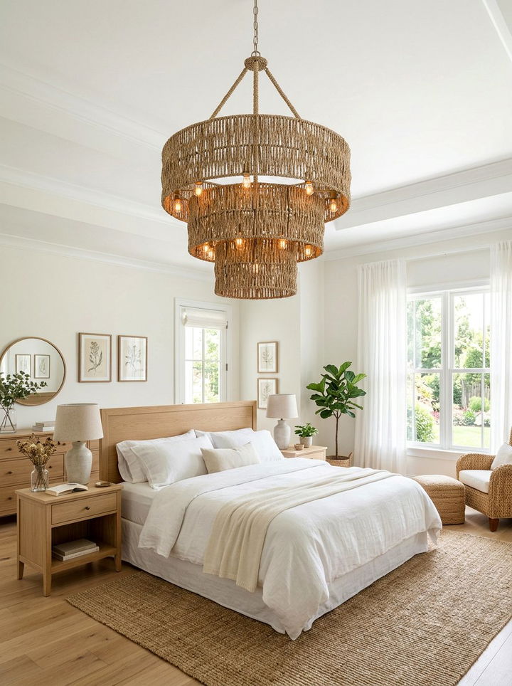 Seagrass Chandelier - 30 seagrass bedroom ideas