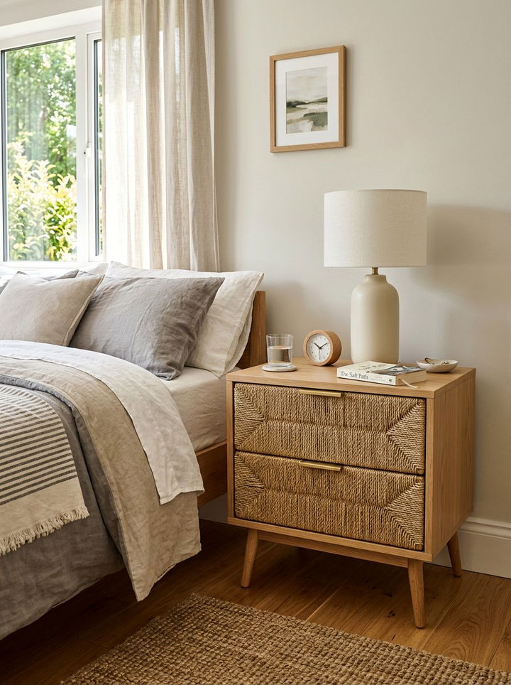 Seagrass Nightstand - 30 seagrass bedroom ideas