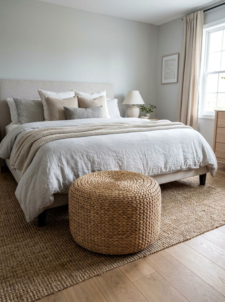 Seagrass Ottoman - 30 seagrass bedroom ideas