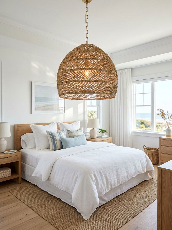 Seagrass Pendant Light - 30 natural bedroom ideas