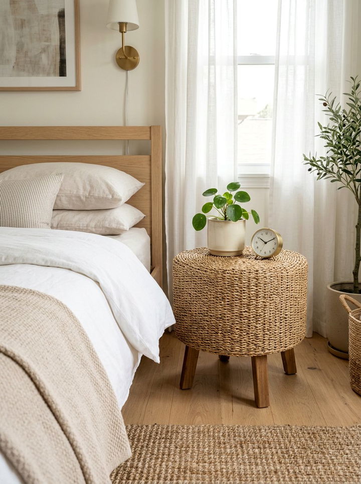 Seagrass Side Table - 30 seagrass bedroom ideas