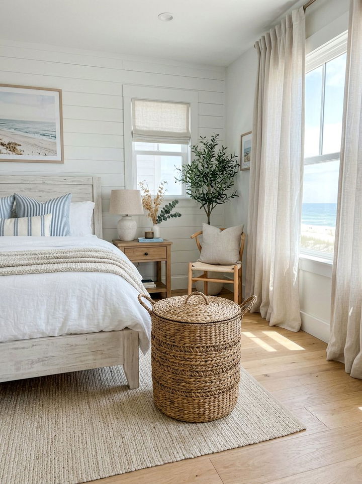 Seagrass laundry basket - 30 bedroom dirty clothes storage ideas