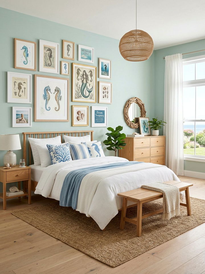 Seahorse Wall Art - 30 mermaid bedroom ideas