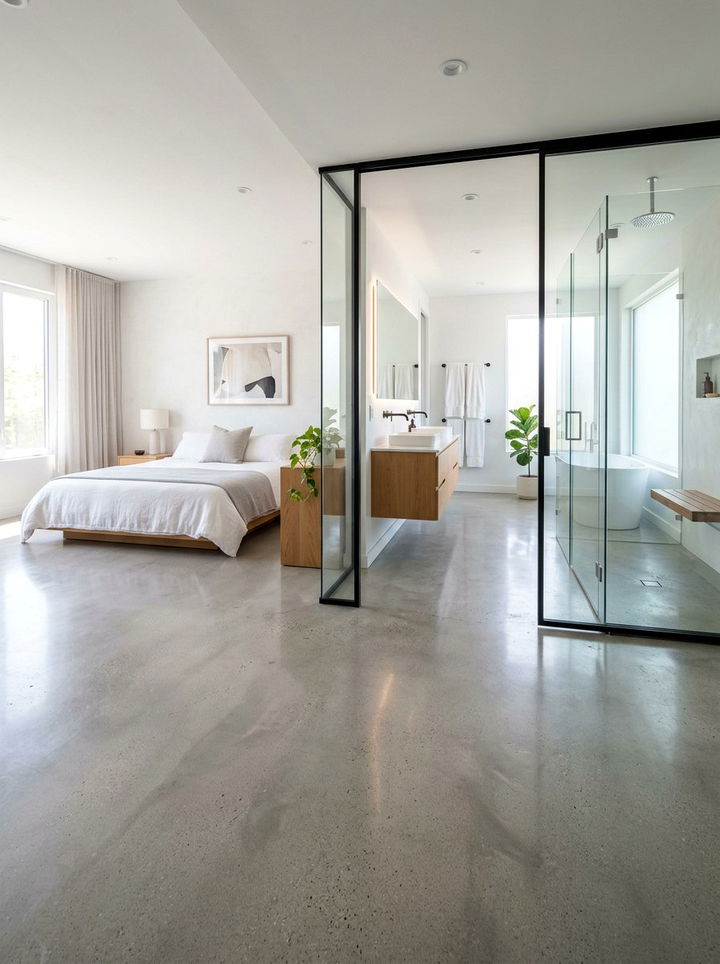 Seamless Concrete Bedroom Floor - 30 polished concrete bedroom ideas