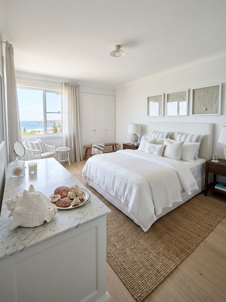 Seashell decor - 30 coastal white bedroom ideas