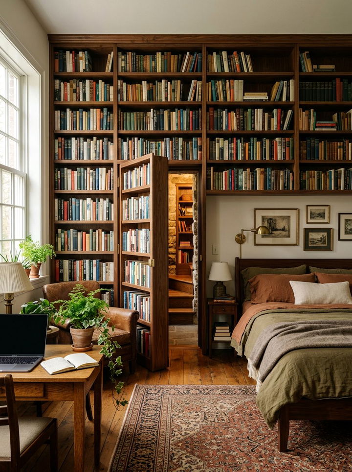 Secret door bookshelf bedroom - 30 fairy tale bedroom ideas
