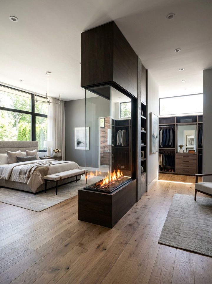 See Through Electric Fireplace - 30 bedroom electric fireplace ideas